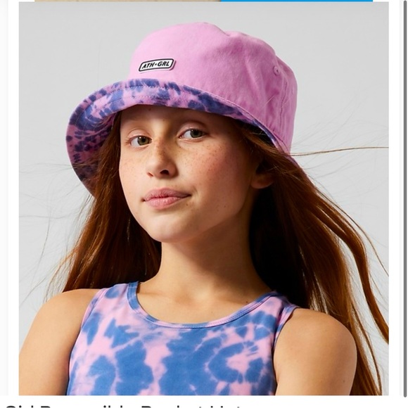 Athleta girls long sleeve rash guard with matching reversible bucket hat - Picture 6 of 8